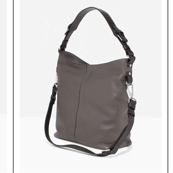 & OTHER STORIES | Grain Leather Hobo black gray leather bag - Picture 11 of 12